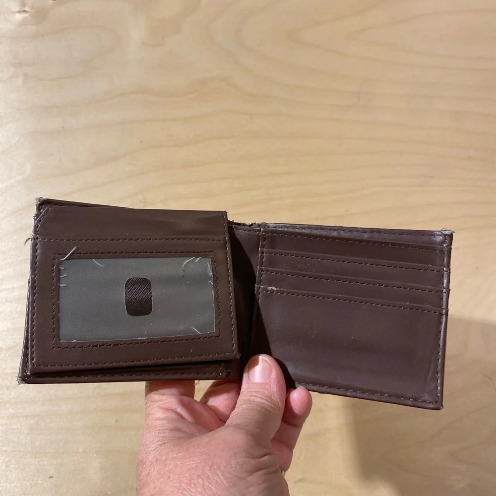 Western Themed Brown Leather Wallet with Silver Accents (MG)